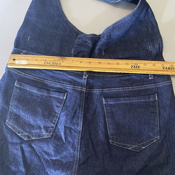 KO KO AILIS Romper Denim Halter Button Front Stretch Cuffed Retro Womens 14 Blue - Picture 6 of 11